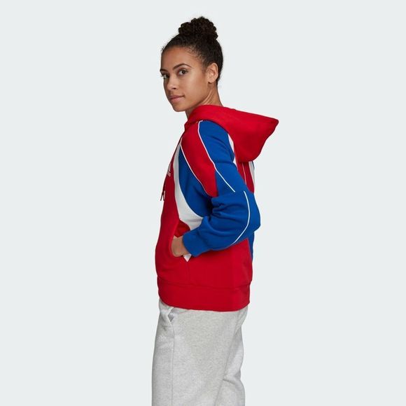 Adidas FS2455 Womens SZ XS Originals Red Blue COLORBLOCK FULL-ZIP HOODIE - Picture 2 of 6
